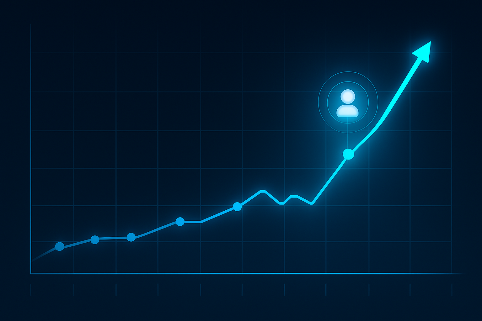 Staff augmentation services: growth chart with person icon